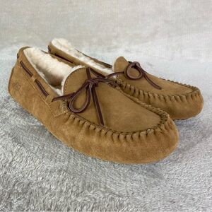 UGG Dakota Moccasin Shoes Womens Size 10 Chestnut Suede Sheepskin Slippers NEW